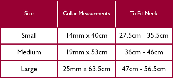 Barbour Leather Dog Collar Size Guide