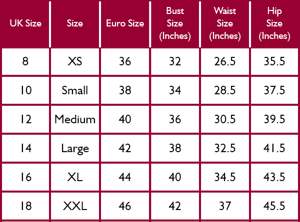 Barbour Womens Leathen Dress Size Guide