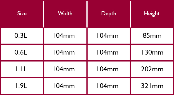 Brabantia Stackable Jar Size Guide