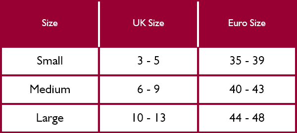 Dubarry Socks and Bootliners Size Guide