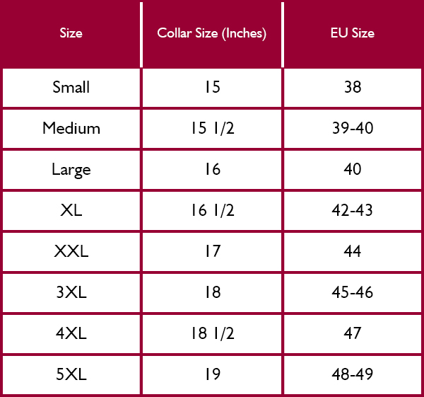 Harkila Mens Shirt Size Guide
