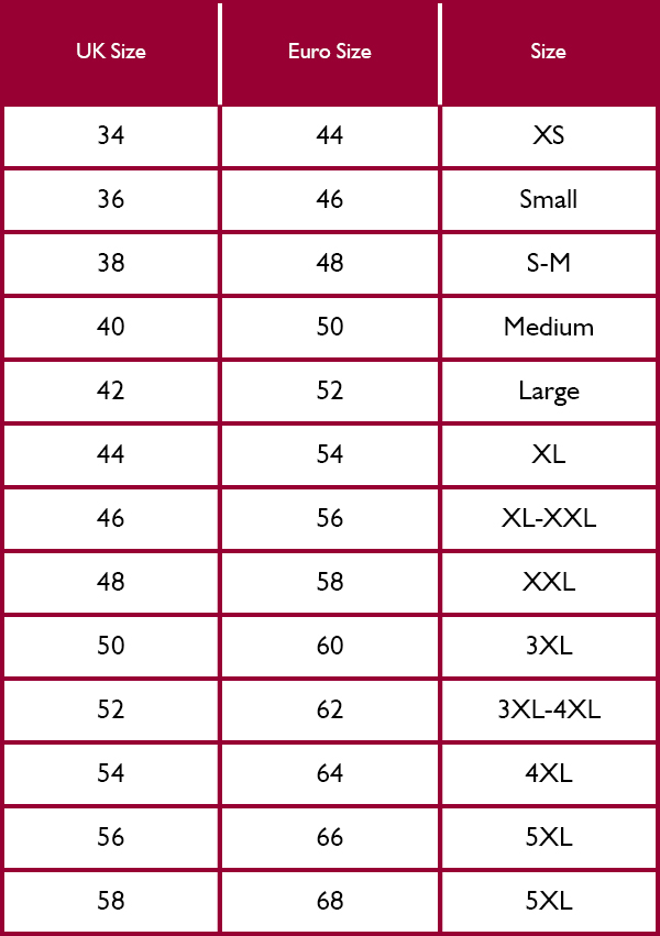 Harkila Mens Jacket Size Guide