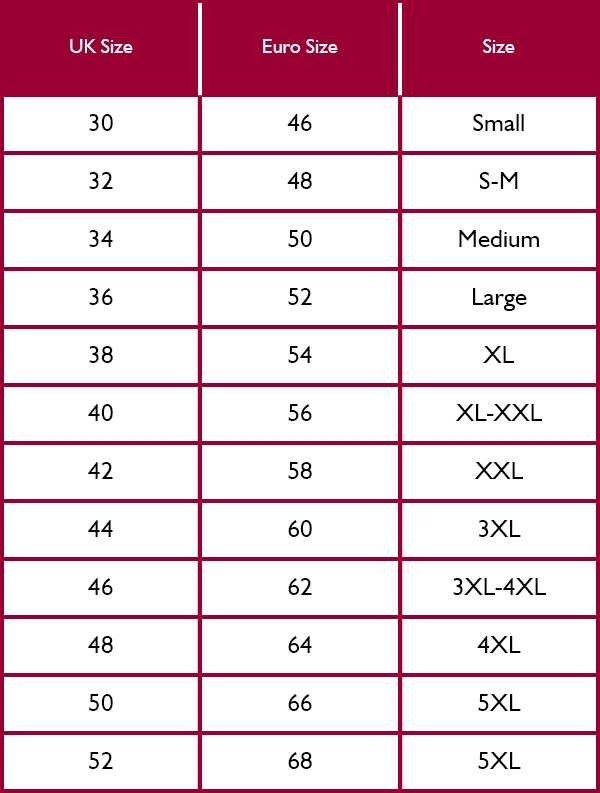 Harkila Mens Trousers Size Guide