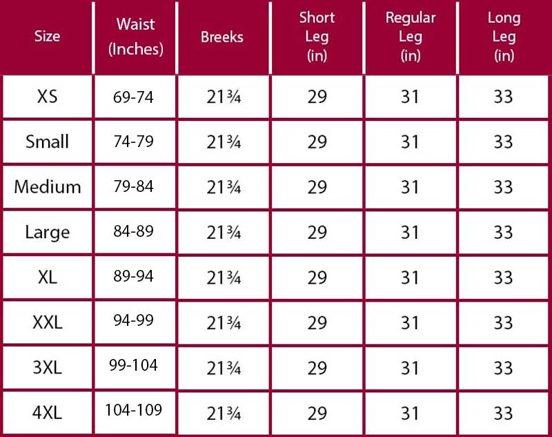 Hoggs of Fife Trousers S M L Size Guide