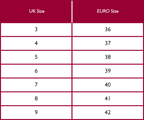 Holland Cooper Womens Footwear Size Guide