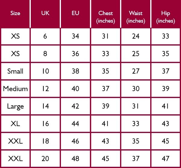 Holland Cooper Womens Size Guide