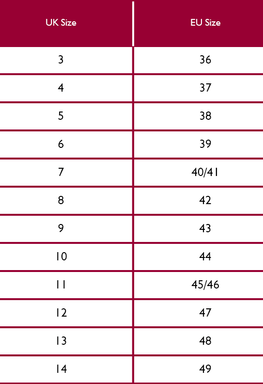 Hunter Unisex Shoes Size Guide