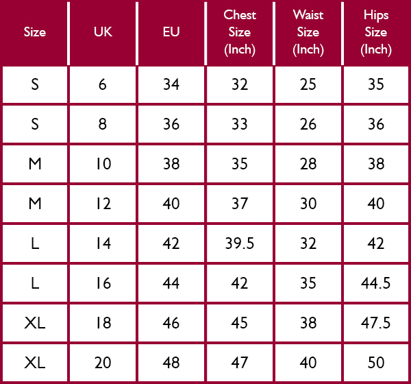 Joules Womens Chinos Size Guide