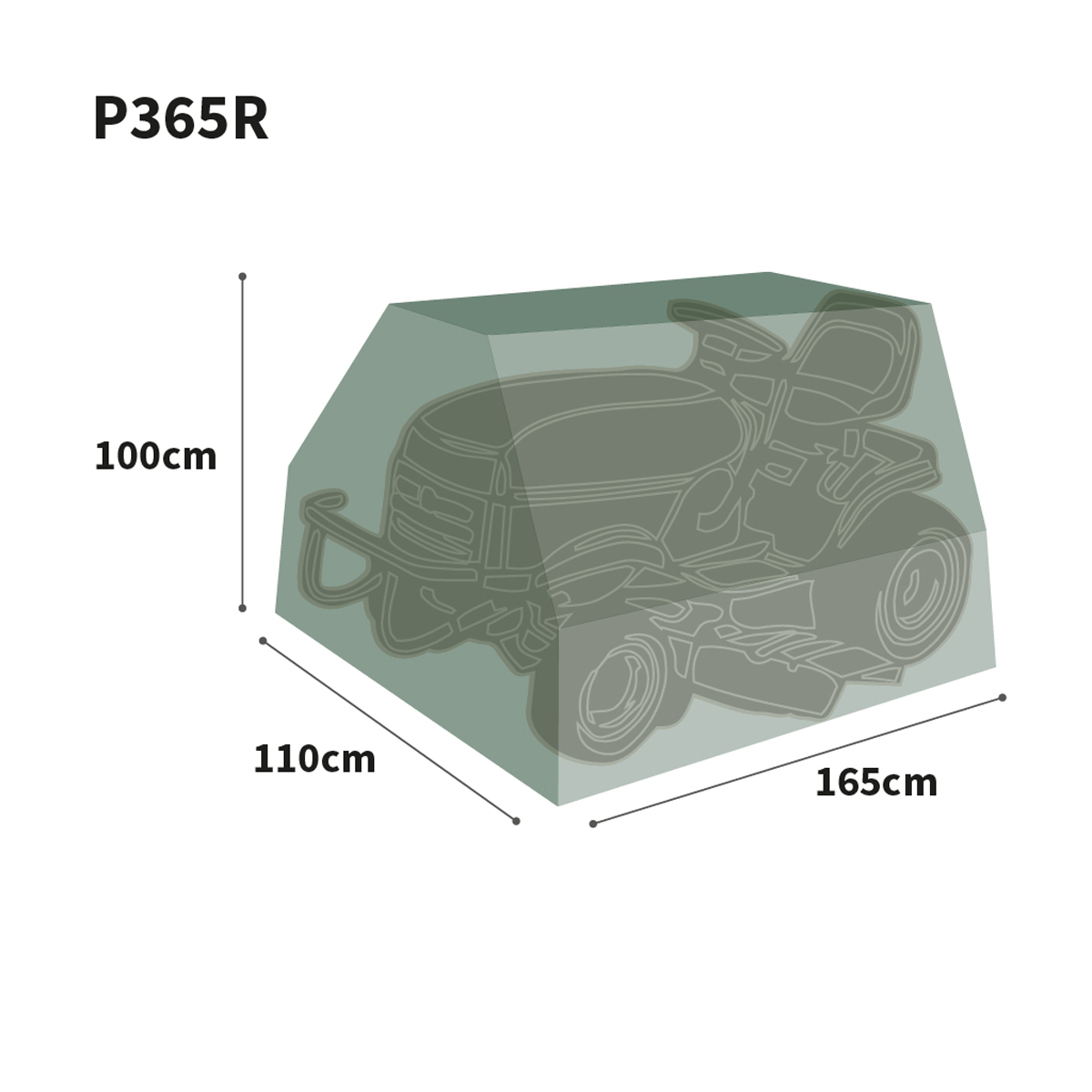 Bosmere Protector Ride On Mower Cover Graphic Size Guide