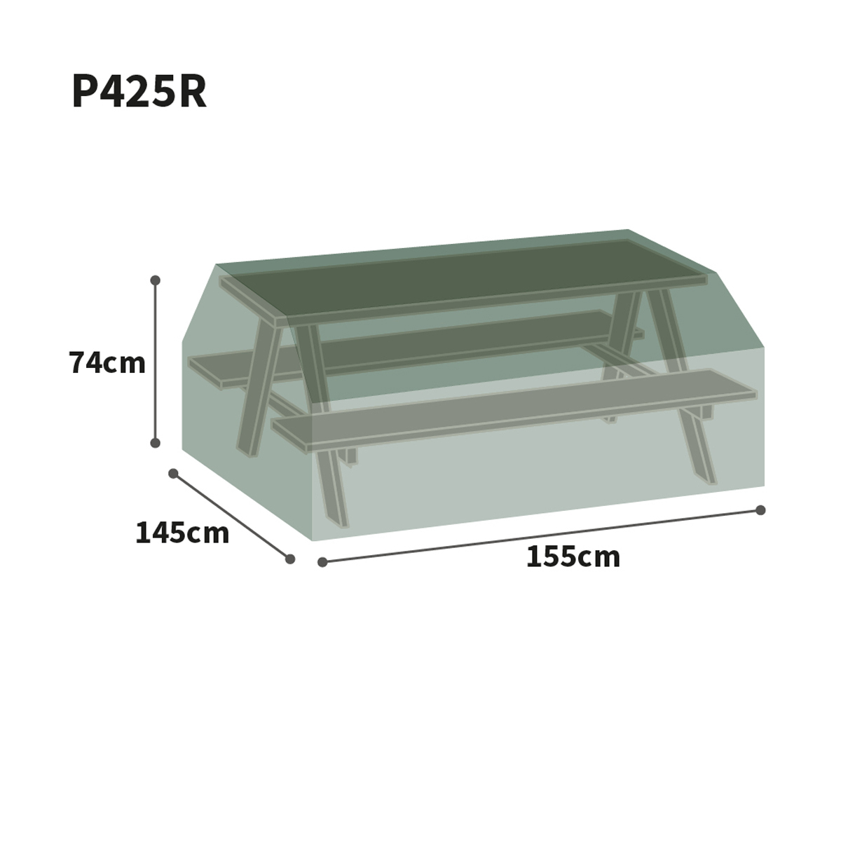 Bosmere Protector Picnic Table Cover Graphic Size Guide