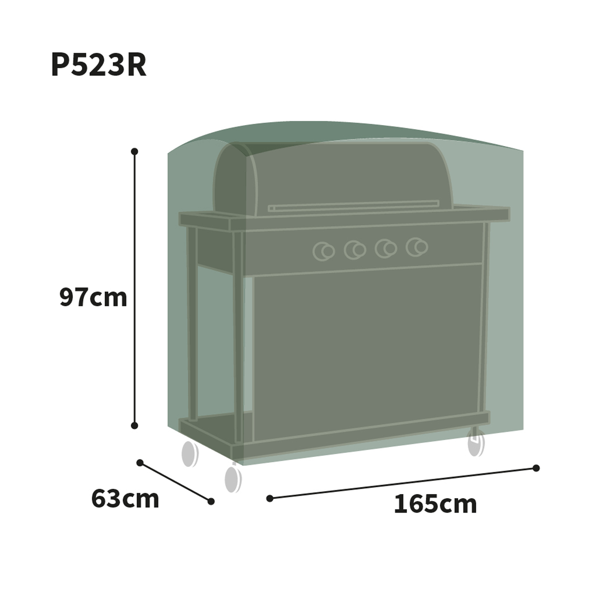 Bosmere Protector Kitchen Barbecue Cover Graphic Size Guide
