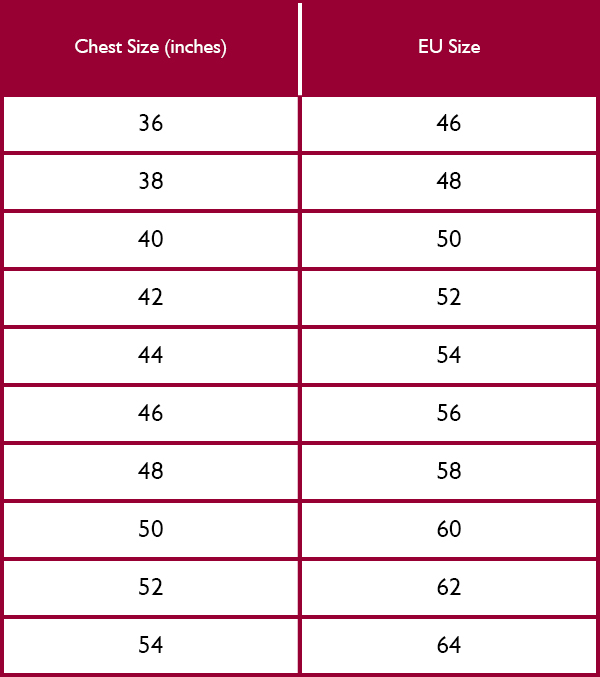 Schoffel Ptarmigan Evo Coat Size Guide