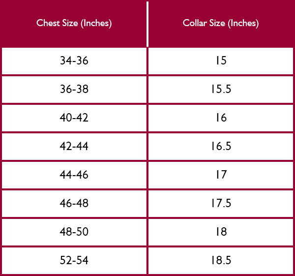 Schoffel Mens Shirt Size Guide