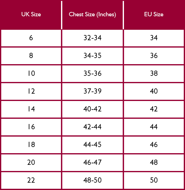 Schoffel Hope Cove Sweatshirt Size Guide