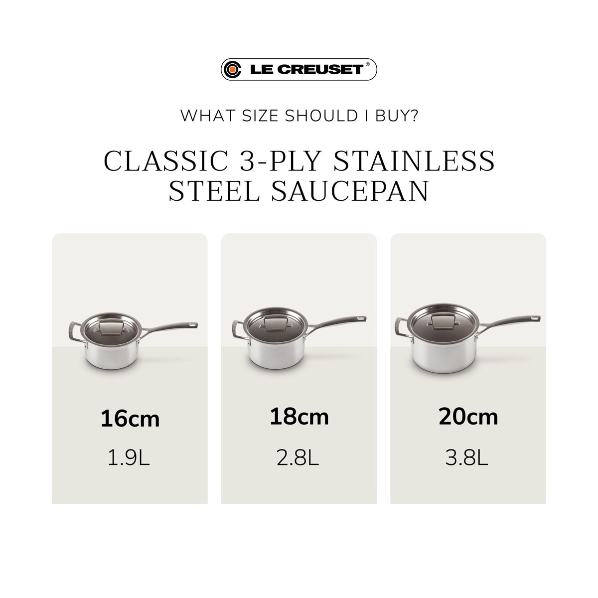 Le Creuset Classic 3-ply Stainless Steel Saucepan with Lid and Helper Handle