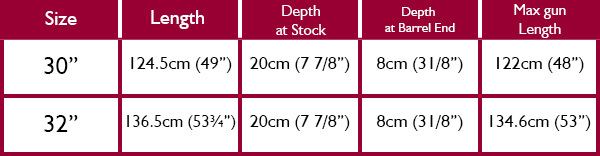 Teales Gun Slip 30-32 Inch size guide