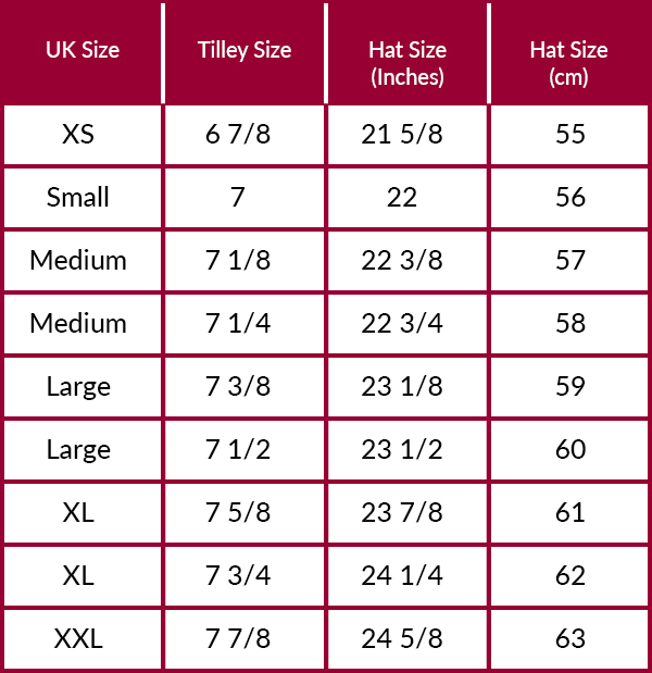 Tilley Hats Size Guide