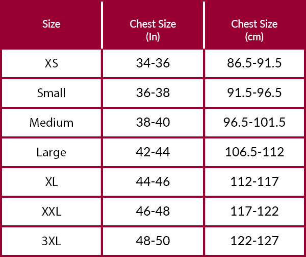 Triumph Clothing Size Guide