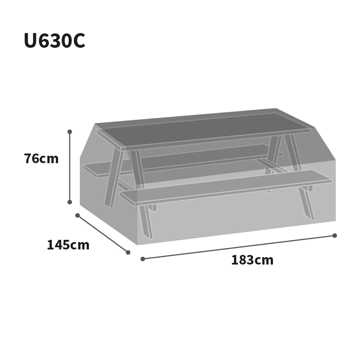 Bosmere Ultimate Protector Picnic Table Cover Graphic Size Guide