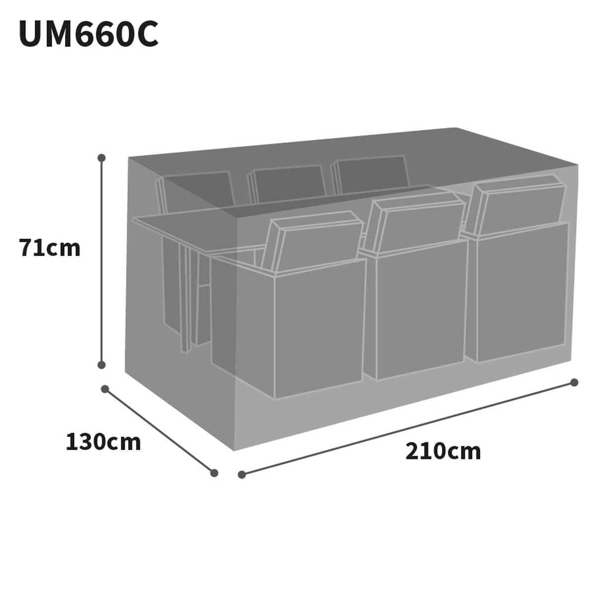 Bosmere Ultimate Protector Six Seater Rectangular Cube Set Graphic Size Guide