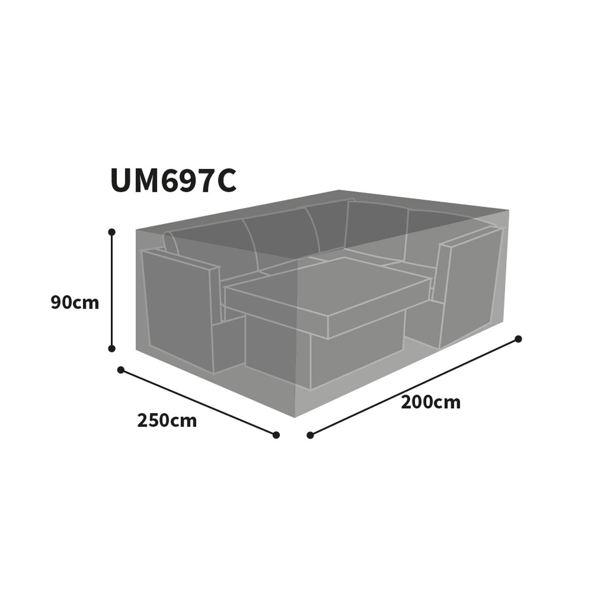 Bosmere Ultimate Protector Rectangular Sofa and Dining Set Cover Graphic Size Guide