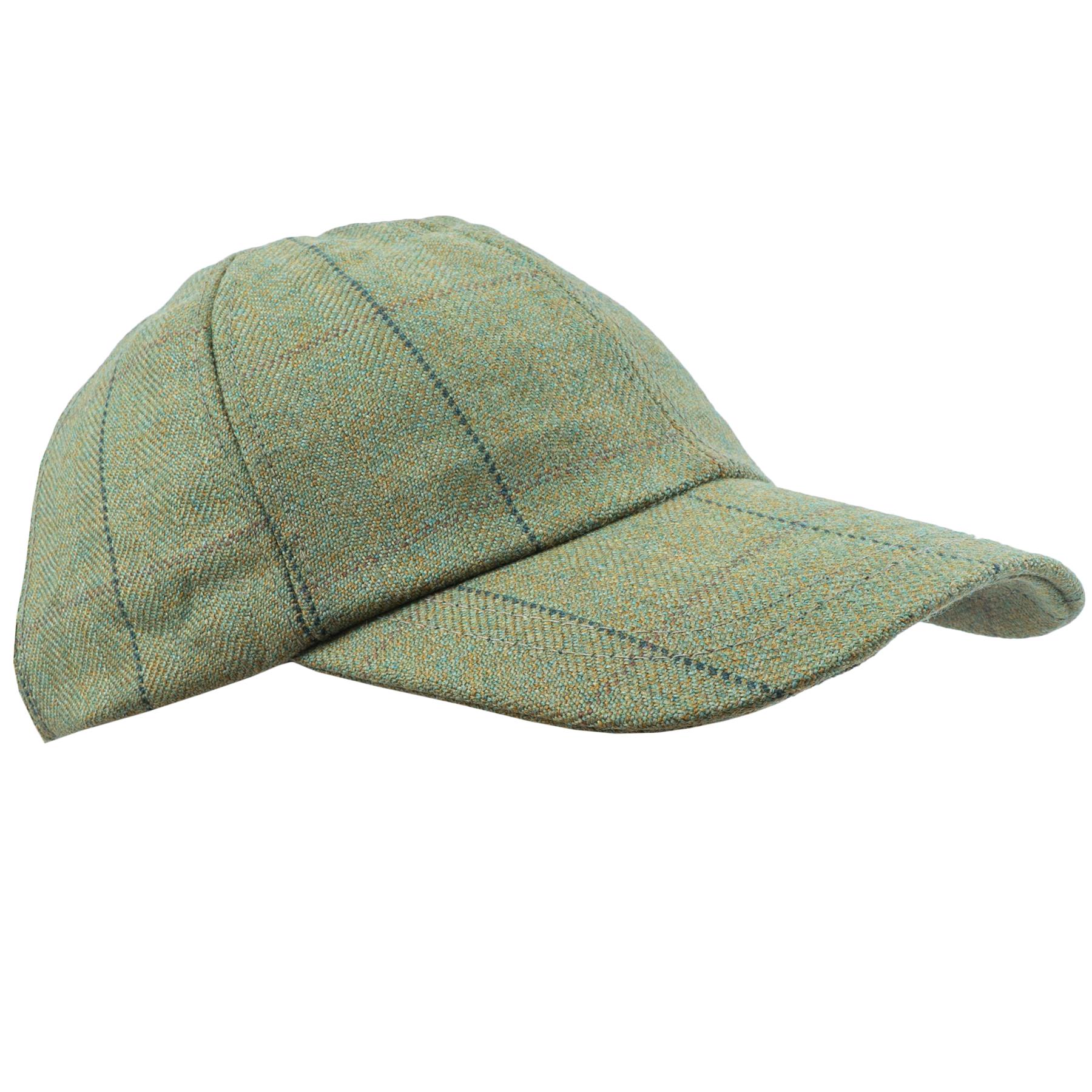 Heritage 1845 Unisex Tweed Baseball Style Country Cap Green