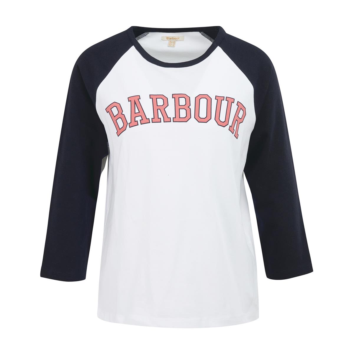 Barbour Womens Northumberland Tee Navy/Pink Punch 14