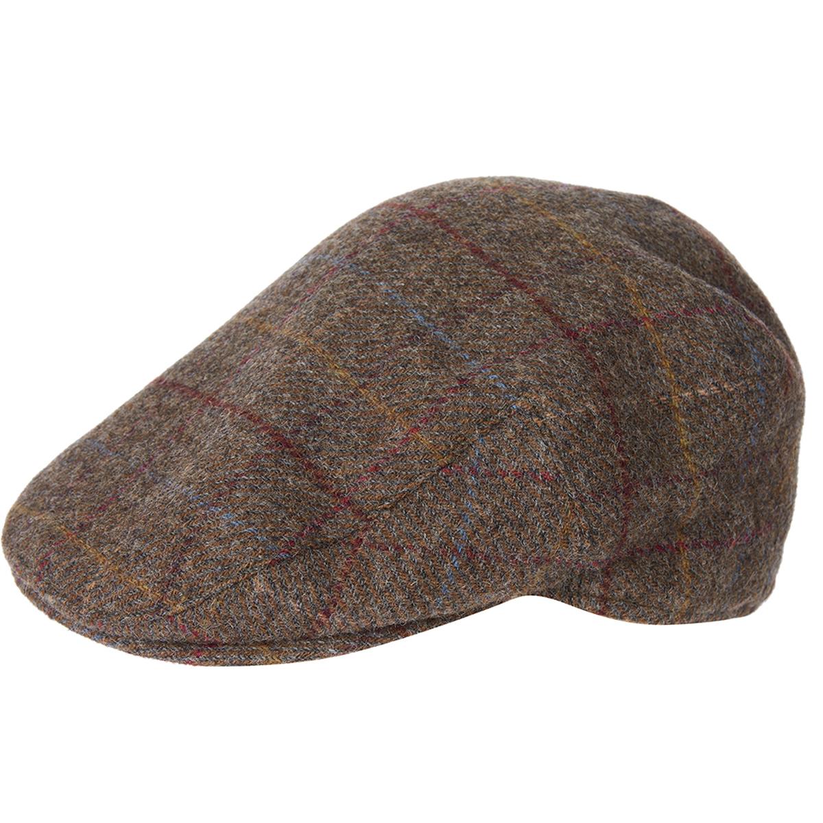 Barbour Unisex Crieff Flat Cap Olive/Blue/Red 7 3/8