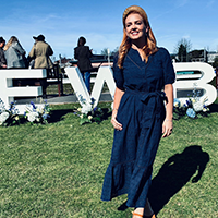 Leonna wears the Joules Susanna Broderie Dress