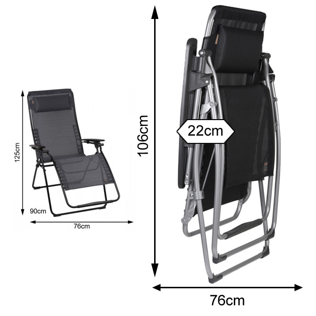 Lafuma Futura XL Clip Recliner Measurements