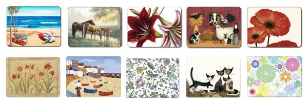 Placemats and coasters in hundreds of designs