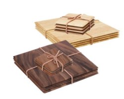 Natural wood placemats and coasters