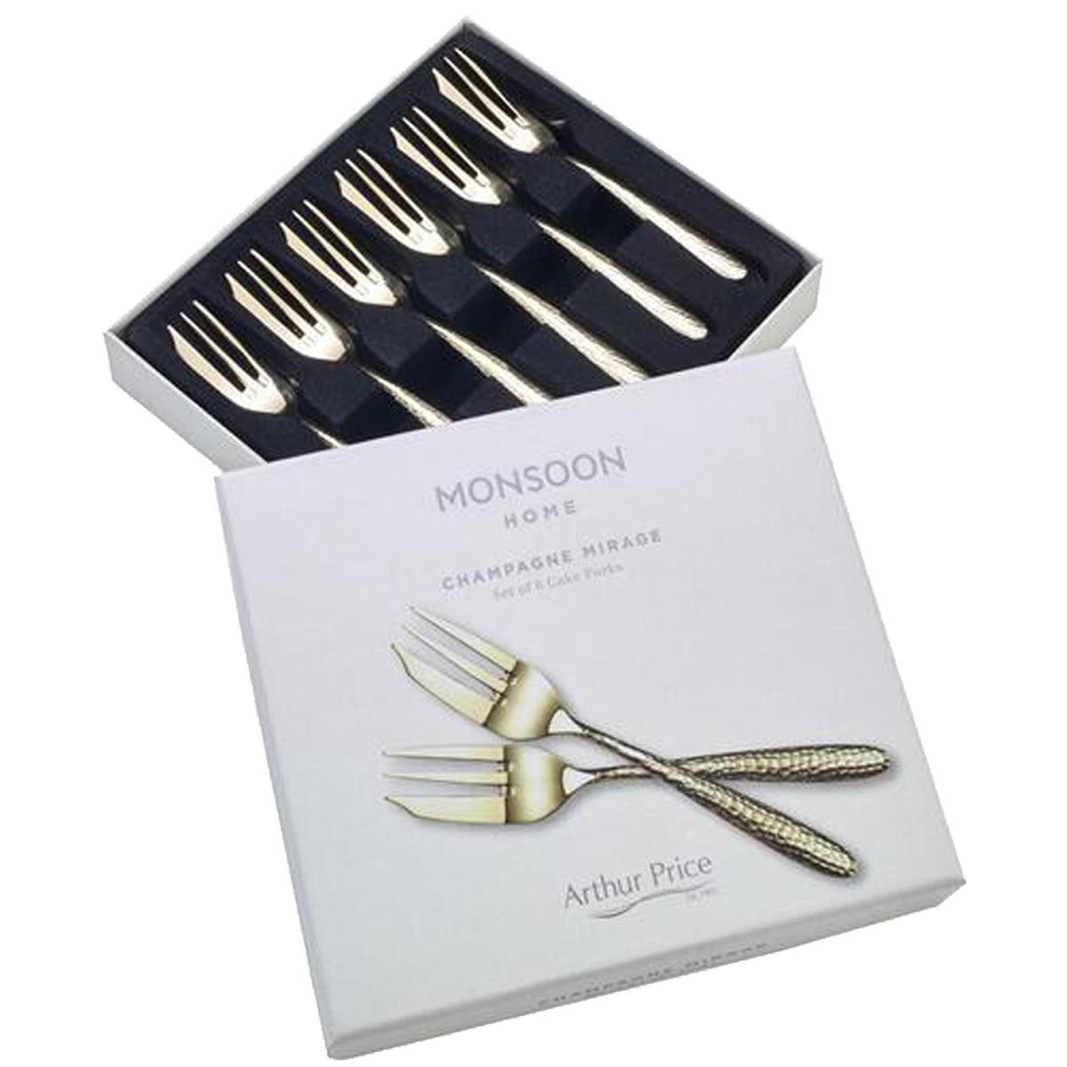 Image of Arthur Price Monsoon Champagne Mirage Pastry Fork Set