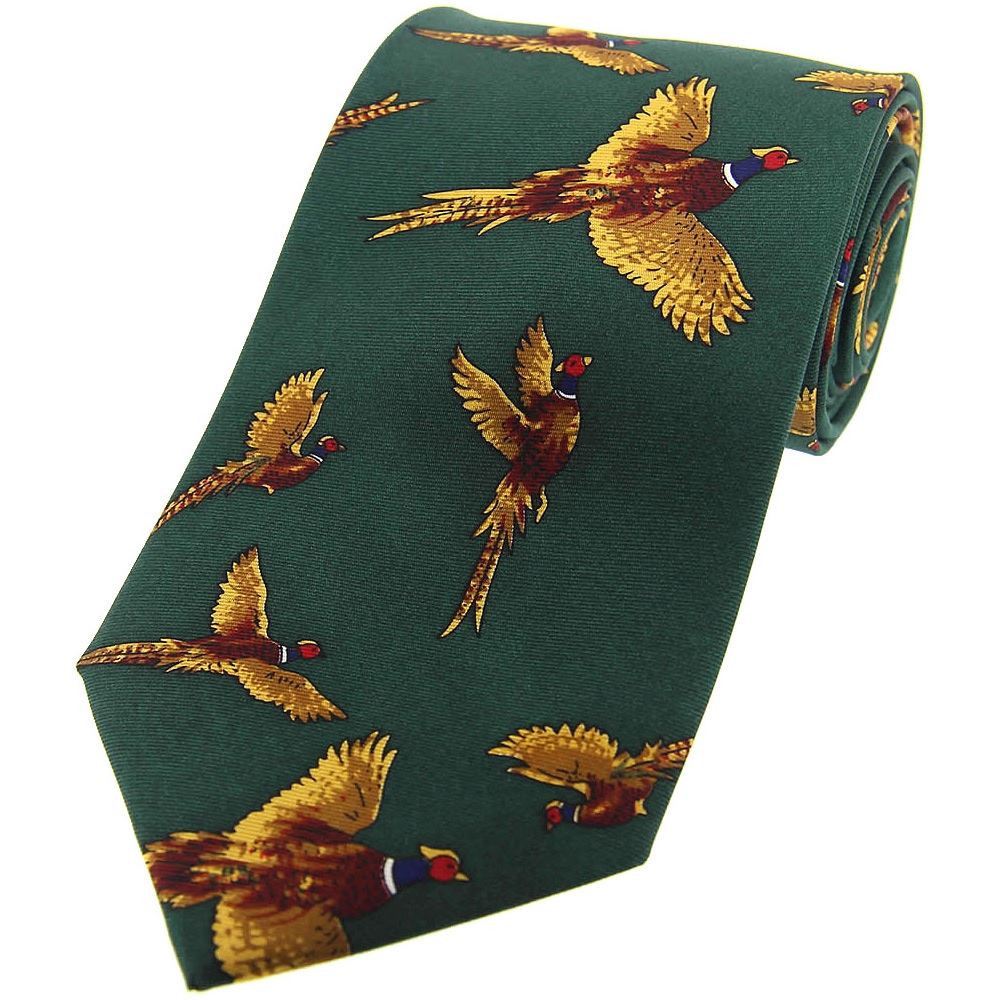Heritage 1845 Silk Tie Flying Pheasant Green