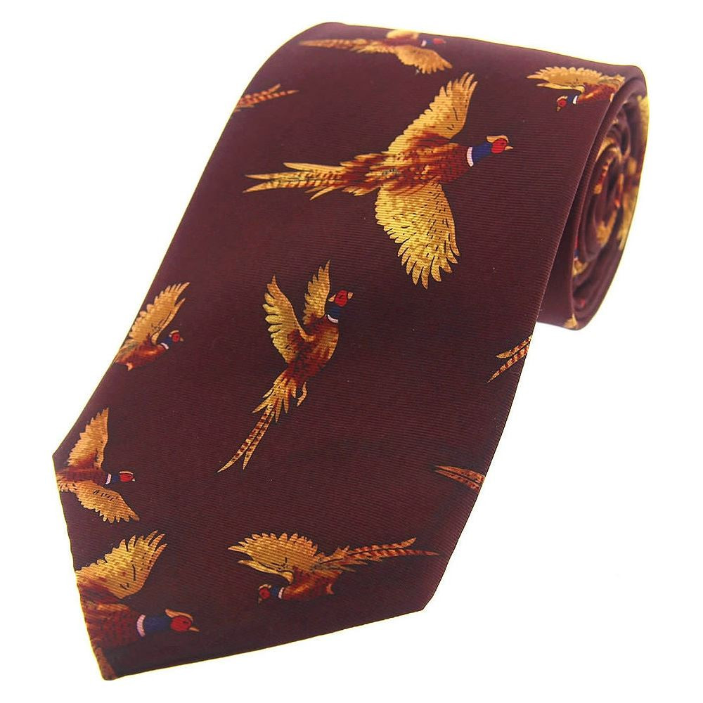 Heritage 1845 Silk Tie Flying Pheasant Wine