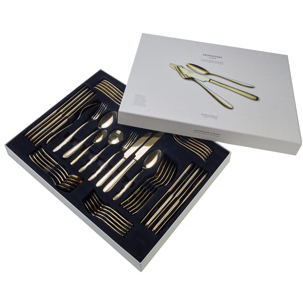 Image of Arthur Price Monsoon Champagne Mirage 44 Piece Cutlery Set